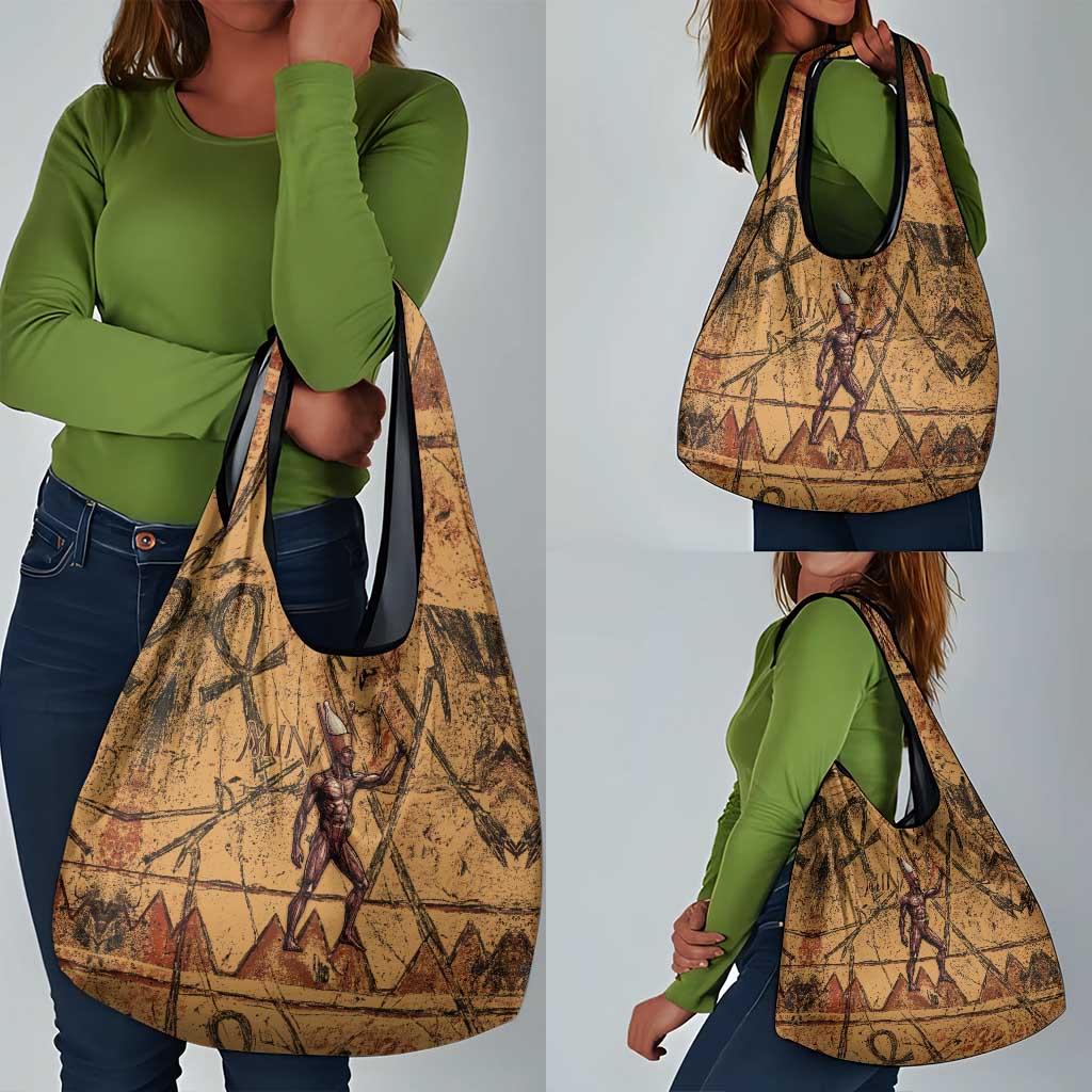Min Ancient Egyptian Grocery Bag Fertility Symbol Sandstone Ankh Pyramid Pattern