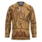 Min Ancient Egyptian Hockey Jersey Fertility Symbol Sandstone Ankh Pyramid Pattern