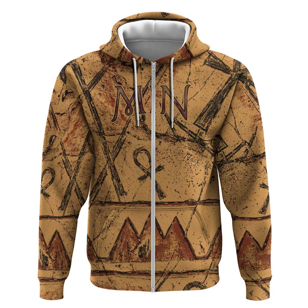 Min Ancient Egyptian Hoodie Fertility Symbol Sandstone Ankh Pyramid Pattern