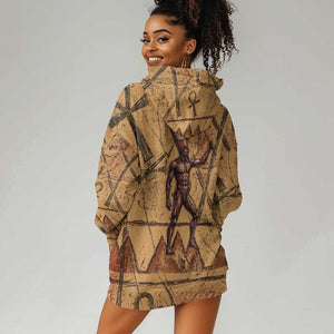 Min Ancient Egyptian Hoodie Dress Fertility Symbol Sandstone Ankh Pyramid Pattern
