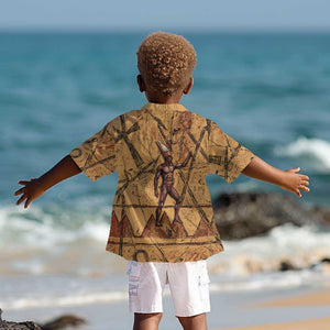 Min Ancient Egyptian Kid Hawaiian Shirt Fertility Symbol Sandstone Ankh Pyramid Pattern