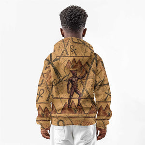 Min Ancient Egyptian Kid Hoodie Fertility Symbol Sandstone Ankh Pyramid Pattern