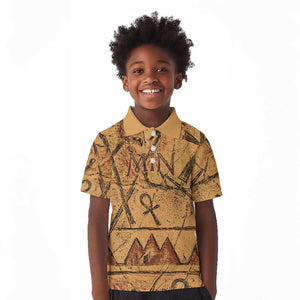 Min Ancient Egyptian Kid Polo Shirt Fertility Symbol Sandstone Ankh Pyramid Pattern