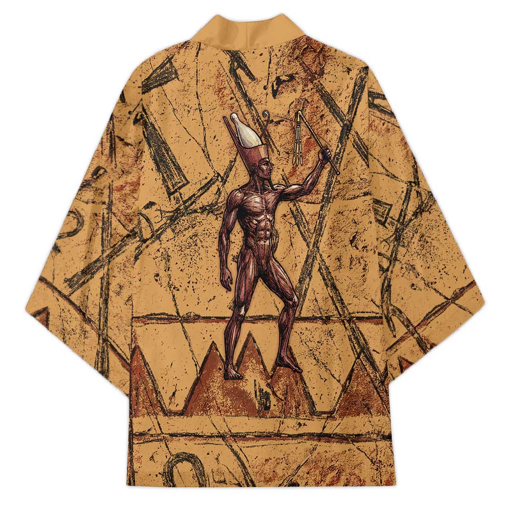 Min Ancient Egyptian Kimono Fertility Symbol Sandstone Ankh Pyramid Pattern