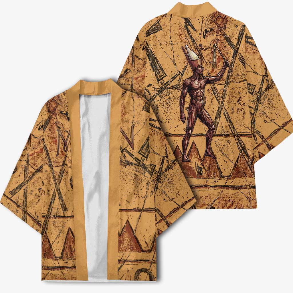 Min Ancient Egyptian Kimono Fertility Symbol Sandstone Ankh Pyramid Pattern