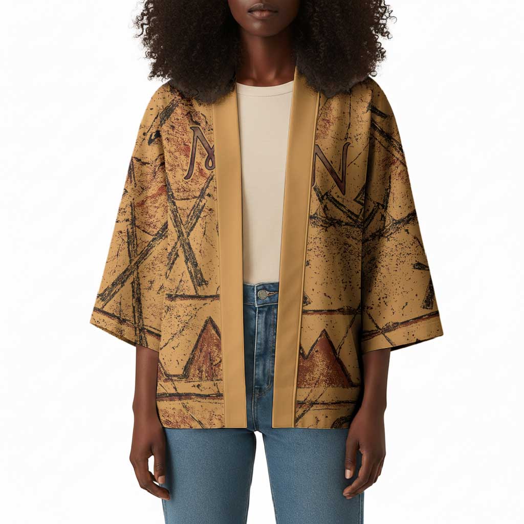 Min Ancient Egyptian Kimono Fertility Symbol Sandstone Ankh Pyramid Pattern