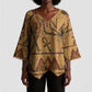 Min Ancient Egyptian Kimono Sleeve Blouse Fertility Symbol Sandstone Ankh Pyramid Pattern