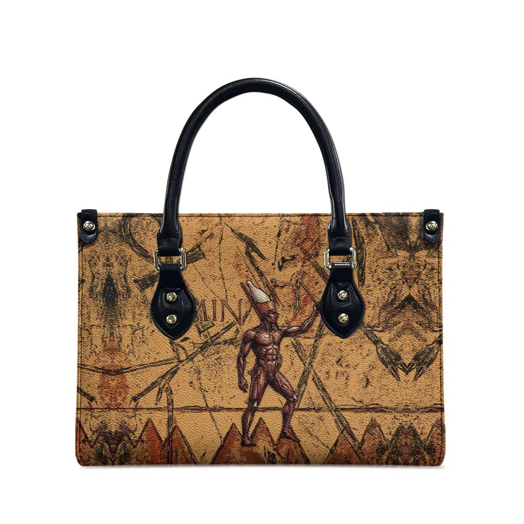 Min Ancient Egyptian Leather Bag Fertility Symbol Sandstone Ankh Pyramid Pattern