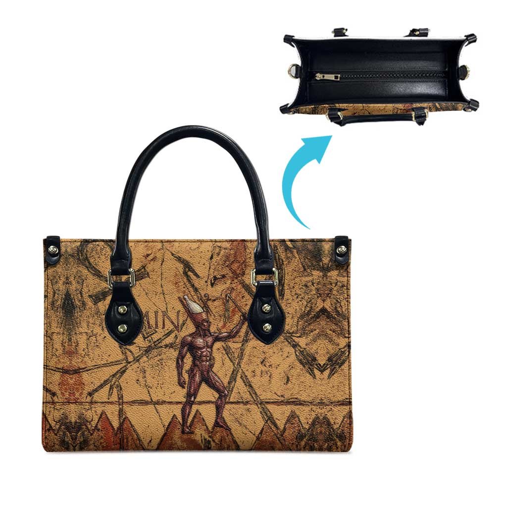 Min Ancient Egyptian Leather Bag Fertility Symbol Sandstone Ankh Pyramid Pattern