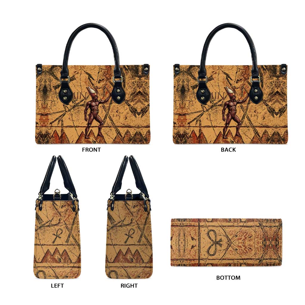 Min Ancient Egyptian Leather Bag Fertility Symbol Sandstone Ankh Pyramid Pattern