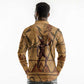 Min Ancient Egyptian Long Sleeve Polo Shirt Fertility Symbol Sandstone Ankh Pyramid Pattern