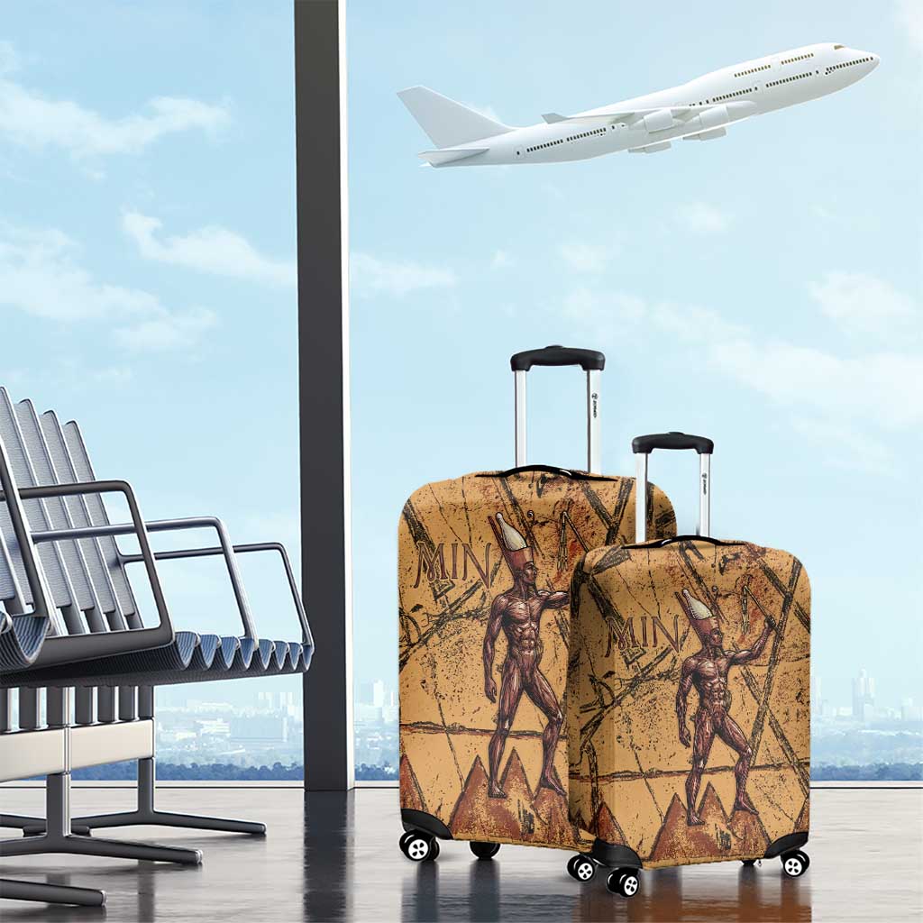 Min Ancient Egyptian Luggage Cover Fertility Symbol Sandstone Ankh Pyramid Pattern