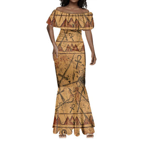 Min Ancient Egyptian Mermaid Dress Fertility Symbol Sandstone Ankh Pyramid Pattern