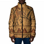 Min Ancient Egyptian Padded Jacket Fertility Symbol Sandstone Ankh Pyramid Pattern