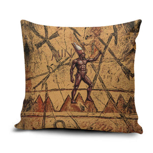 Min Ancient Egyptian Pillow Cover Fertility Symbol Sandstone Ankh Pyramid Pattern