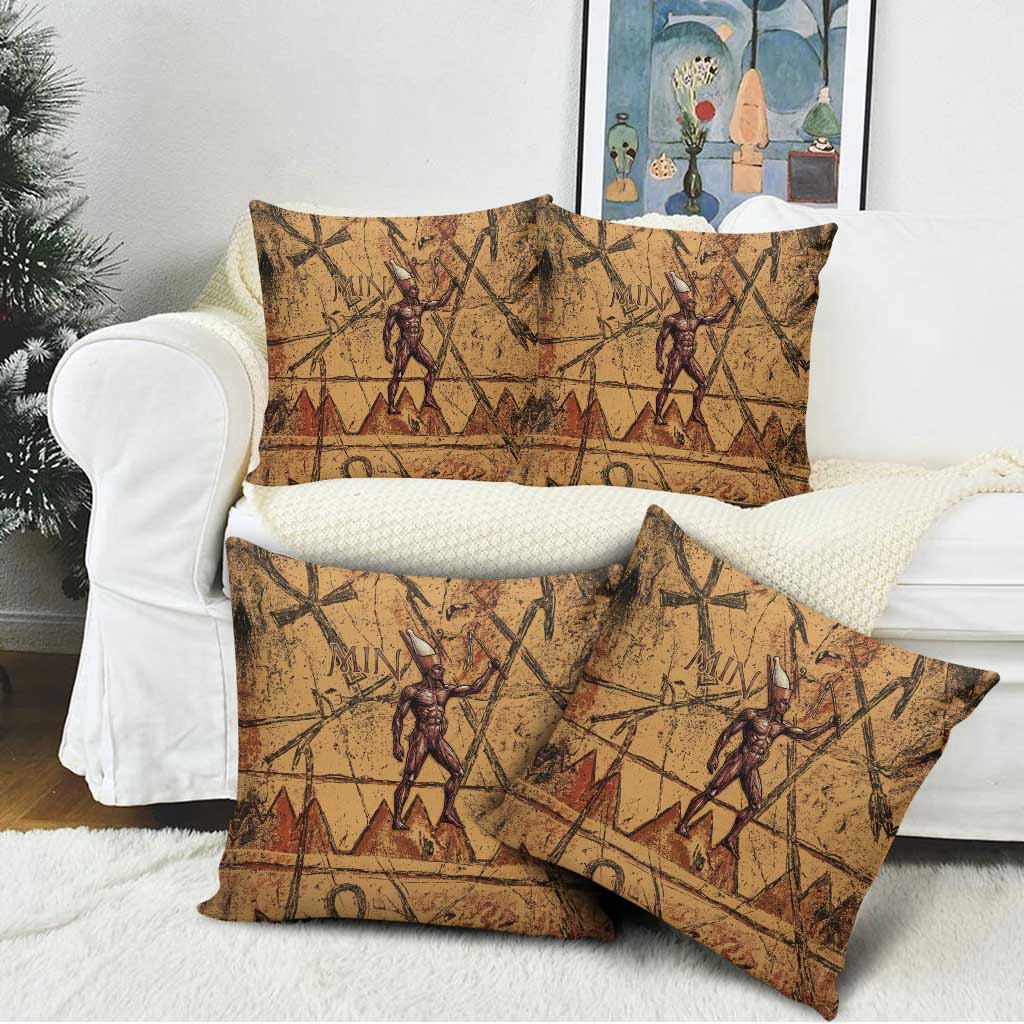 Min Ancient Egyptian Pillow Cover Fertility Symbol Sandstone Ankh Pyramid Pattern