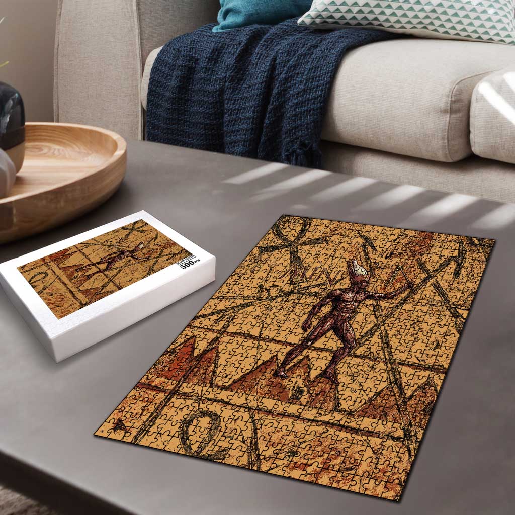 Min Ancient Egyptian Puzzle Fertility Symbol Sandstone Ankh Pyramid Pattern