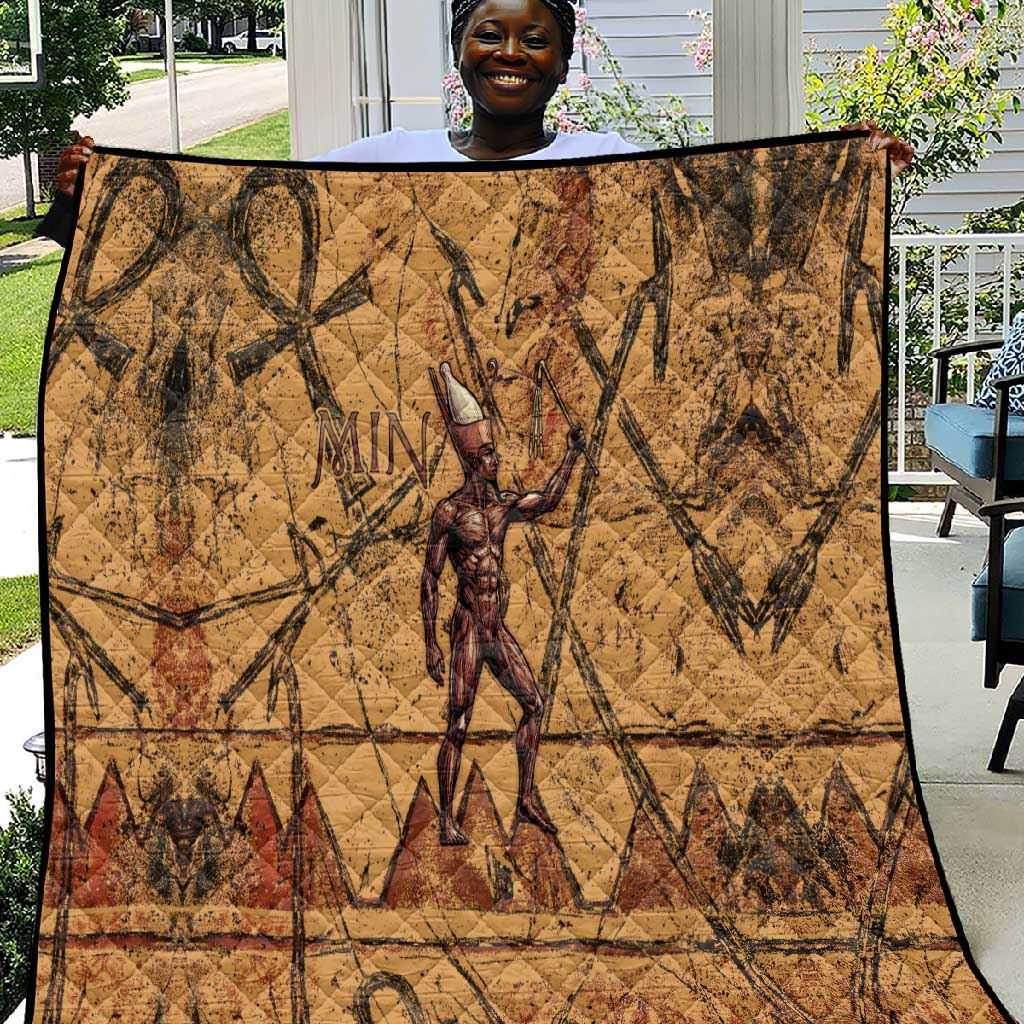 Min Ancient Egyptian Quilt Fertility Symbol Sandstone Ankh Pyramid Pattern