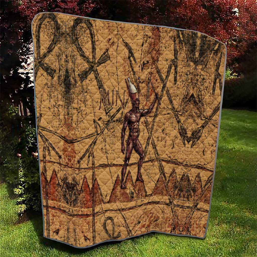 Min Ancient Egyptian Quilt Fertility Symbol Sandstone Ankh Pyramid Pattern