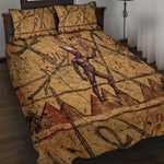 Min Ancient Egyptian Quilt Bed Set Fertility Symbol Sandstone Ankh Pyramid Pattern