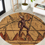 Min Ancient Egyptian Round Carpet Fertility Symbol Sandstone Ankh Pyramid Pattern