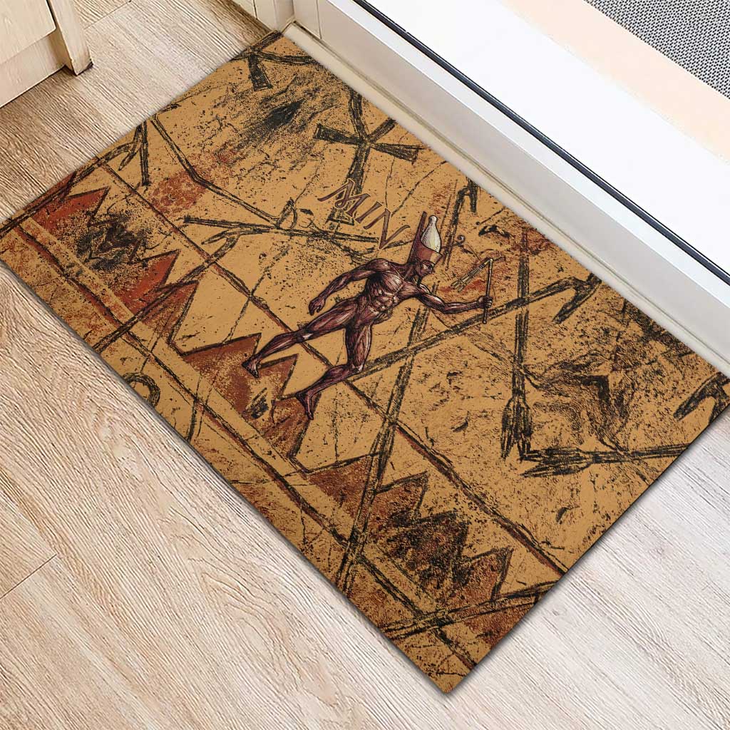 Min Ancient Egyptian Rubber Doormat Fertility Symbol Sandstone Ankh Pyramid Pattern