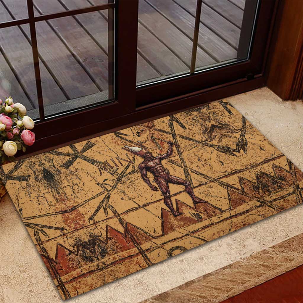 Min Ancient Egyptian Rubber Doormat Fertility Symbol Sandstone Ankh Pyramid Pattern
