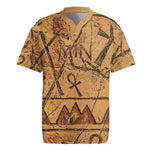 Min Ancient Egyptian Rugby Jersey Fertility Symbol Sandstone Ankh Pyramid Pattern