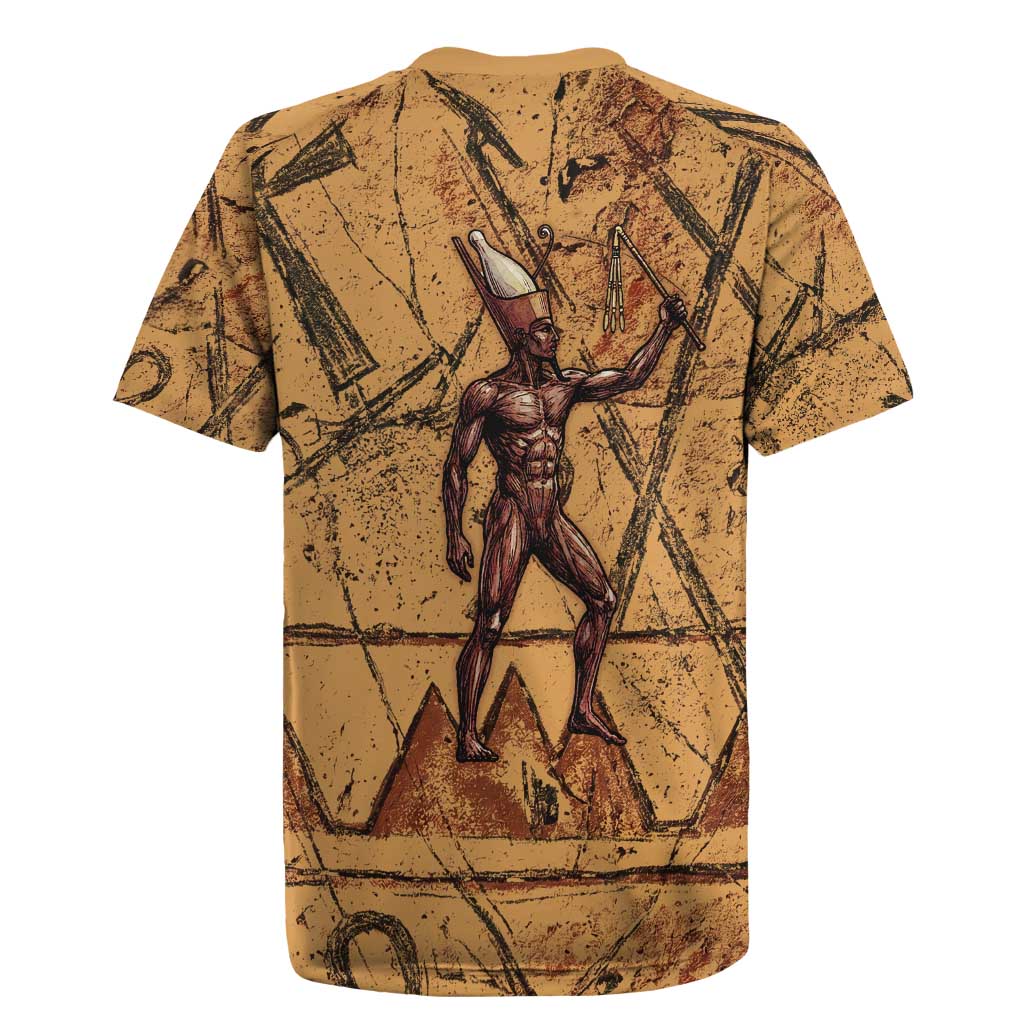 Min Ancient Egyptian Rugby Jersey Fertility Symbol Sandstone Ankh Pyramid Pattern