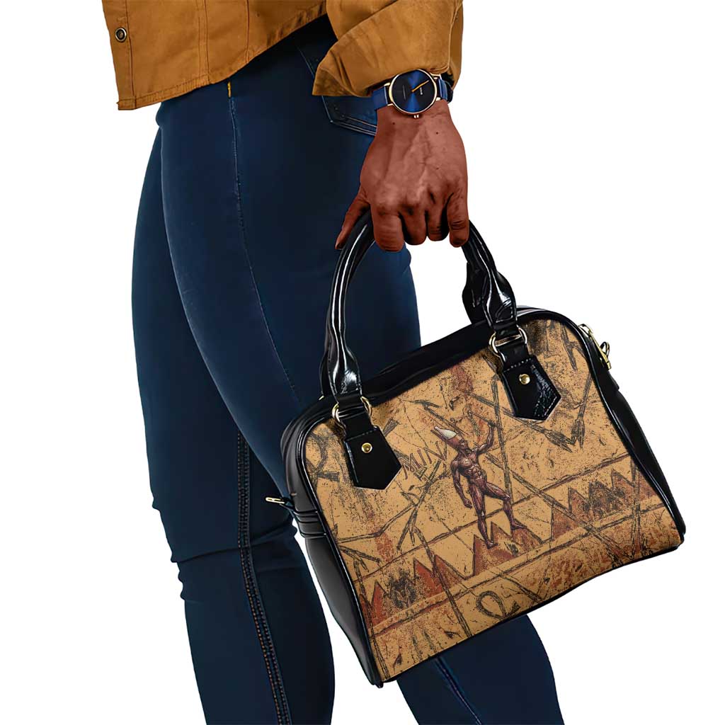 Min Ancient Egyptian Shoulder Handbag Fertility Symbol Sandstone Ankh Pyramid Pattern