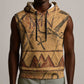 Min Ancient Egyptian Sleeveless Hoodie Fertility Symbol Sandstone Ankh Pyramid Pattern