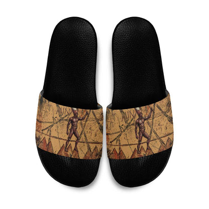 Min Ancient Egyptian Slide Sandals Fertility Symbol Sandstone Ankh Pyramid Pattern