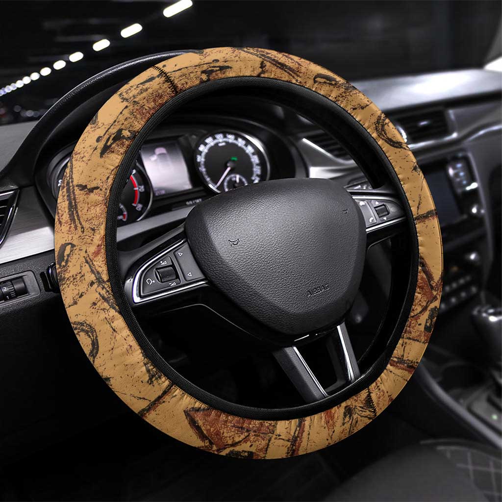 Min Ancient Egyptian Steering Wheel Cover Fertility Symbol Sandstone Ankh Pyramid Pattern