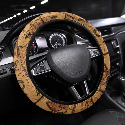 Min Ancient Egyptian Steering Wheel Cover Fertility Symbol Sandstone Ankh Pyramid Pattern