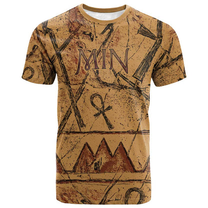 Min Ancient Egyptian T shirt Fertility Symbol Sandstone Ankh Pyramid Pattern