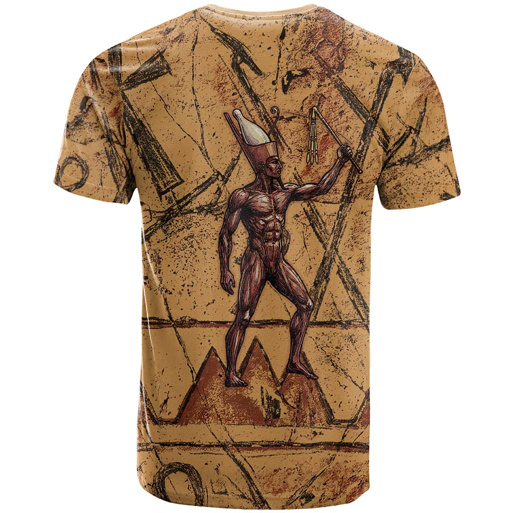 Min Ancient Egyptian T shirt Fertility Symbol Sandstone Ankh Pyramid Pattern