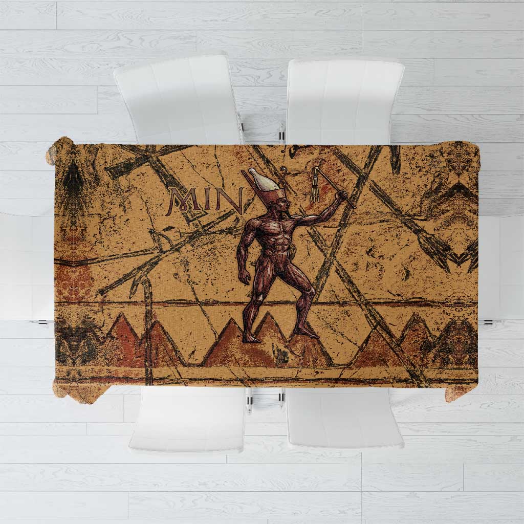 Min Ancient Egyptian Tablecloth Fertility Symbol Sandstone Ankh Pyramid Pattern