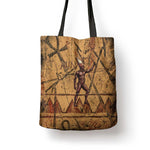 Min Ancient Egyptian Tote Bag Fertility Symbol Sandstone Ankh Pyramid Pattern
