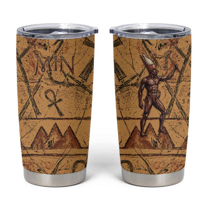 Min Ancient Egyptian Tumbler Cup Fertility Symbol Sandstone Ankh Pyramid Pattern