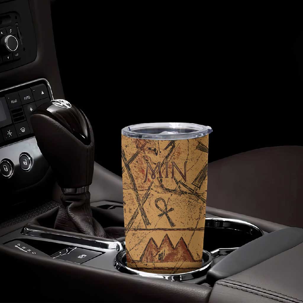 Min Ancient Egyptian Tumbler Cup Fertility Symbol Sandstone Ankh Pyramid Pattern