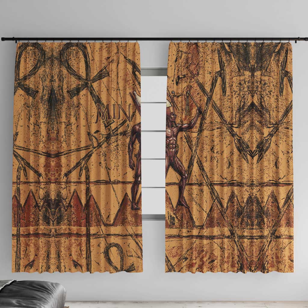 Min Ancient Egyptian Window Curtain Fertility Symbol Sandstone Ankh Pyramid Pattern
