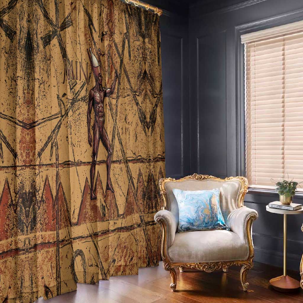 Min Ancient Egyptian Window Curtain Fertility Symbol Sandstone Ankh Pyramid Pattern