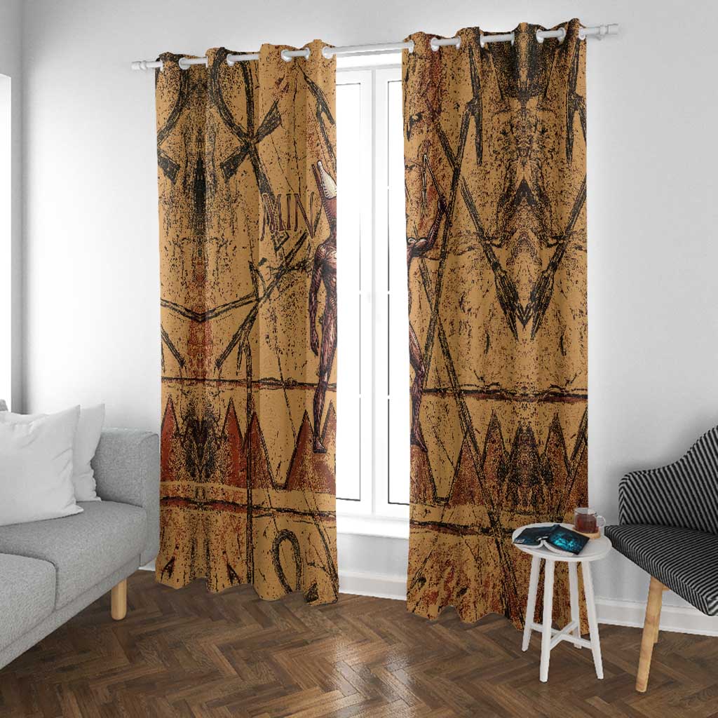 Min Ancient Egyptian Window Curtain Fertility Symbol Sandstone Ankh Pyramid Pattern