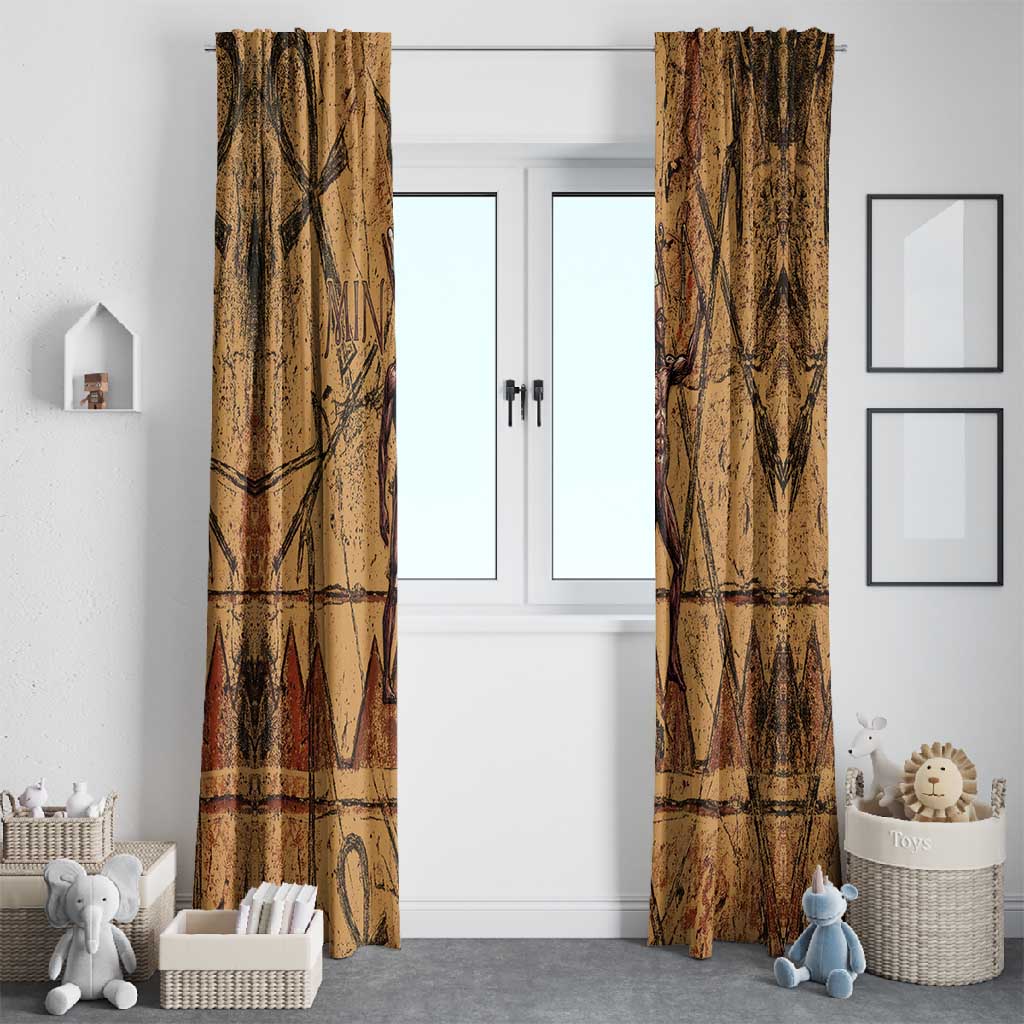 Min Ancient Egyptian Window Curtain Fertility Symbol Sandstone Ankh Pyramid Pattern