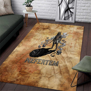 Nefertem Ancient Egyptian Area Rug Lion Head Lotus Flowers Incense Smoke Ancient
