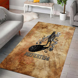 Nefertem Ancient Egyptian Area Rug Lion Head Lotus Flowers Incense Smoke Ancient