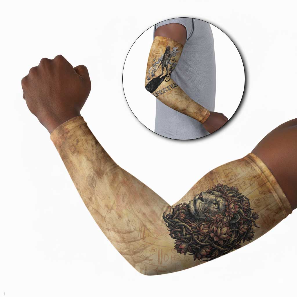 Nefertem Ancient Egyptian Arm Sleeves Lion Head Lotus Flowers Incense Smoke Ancient