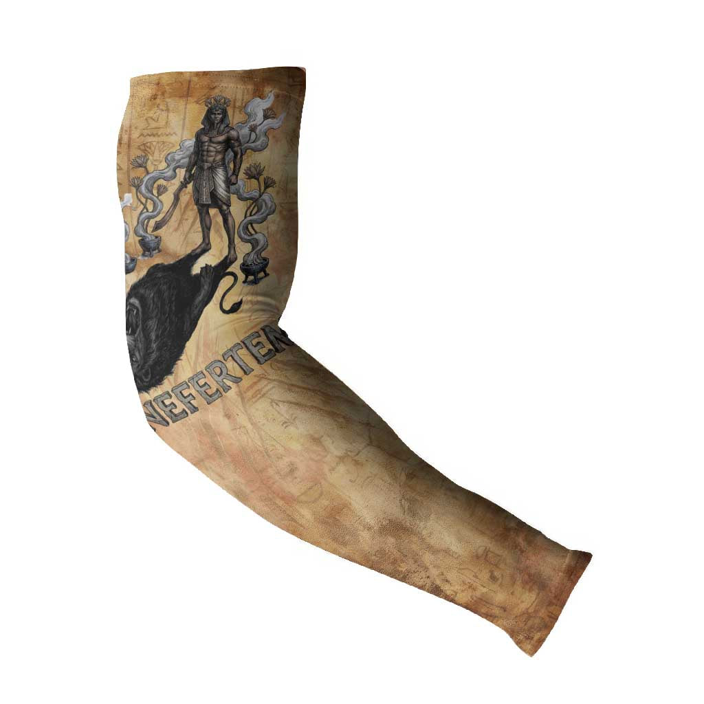 Nefertem Ancient Egyptian Arm Sleeves Lion Head Lotus Flowers Incense Smoke Ancient