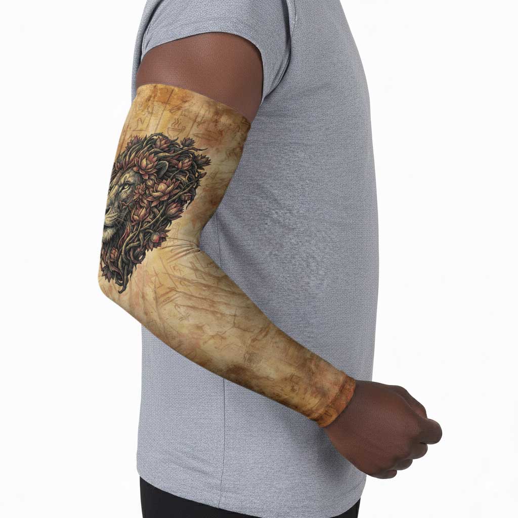Nefertem Ancient Egyptian Arm Sleeves Lion Head Lotus Flowers Incense Smoke Ancient