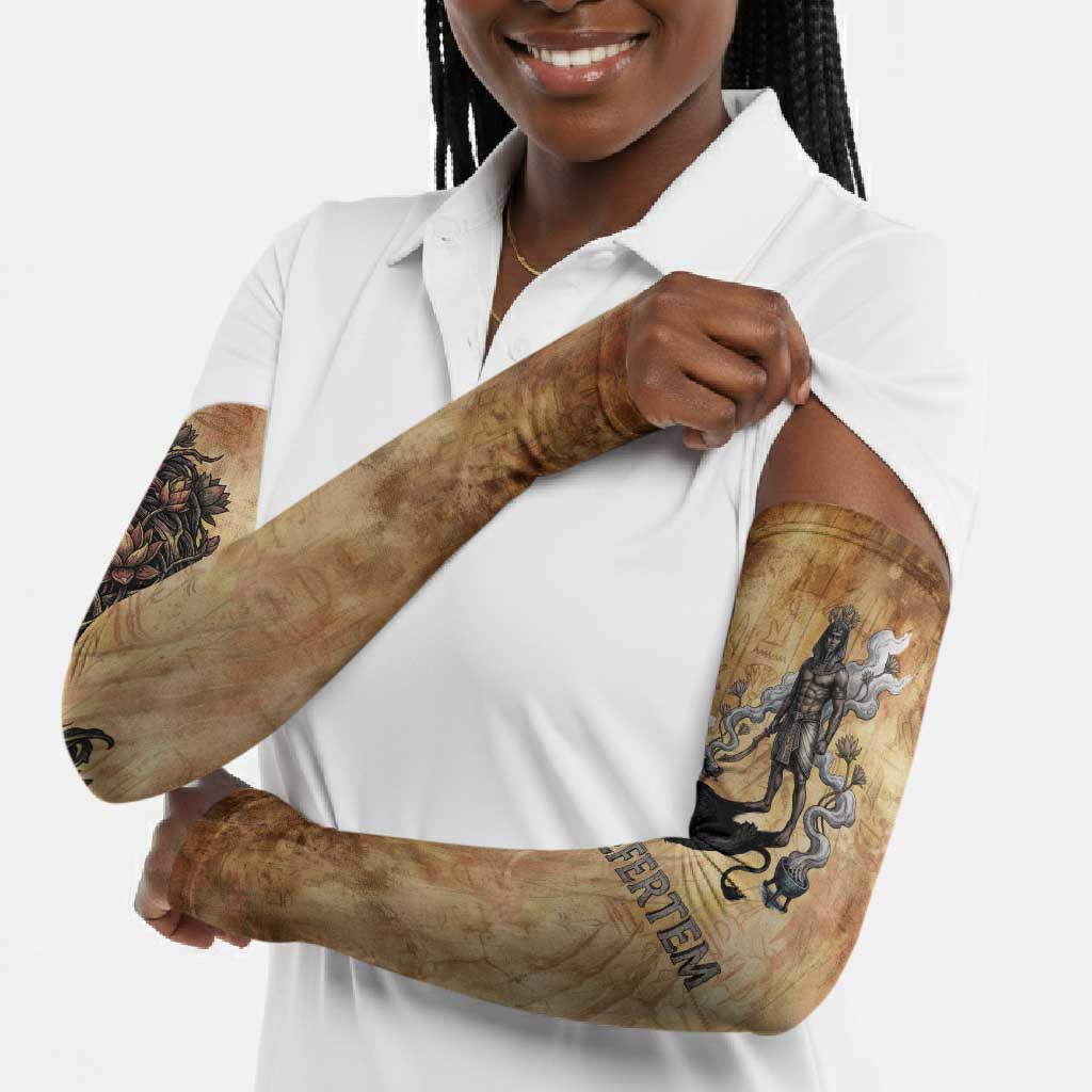 Nefertem Ancient Egyptian Arm Sleeves Lion Head Lotus Flowers Incense Smoke Ancient